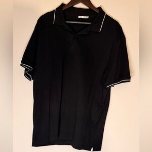 Zara Black Polo Shirt with White Trim